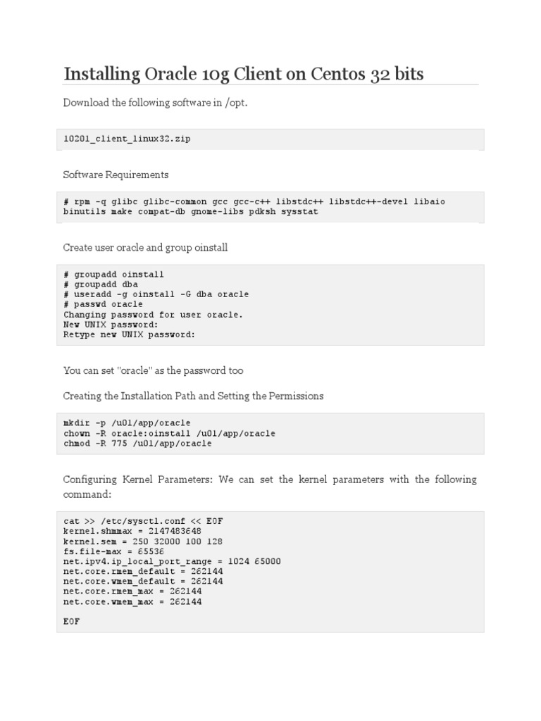 Install Oracle 10g Client on CentOS 32-bit | PDF | Unix Software ...