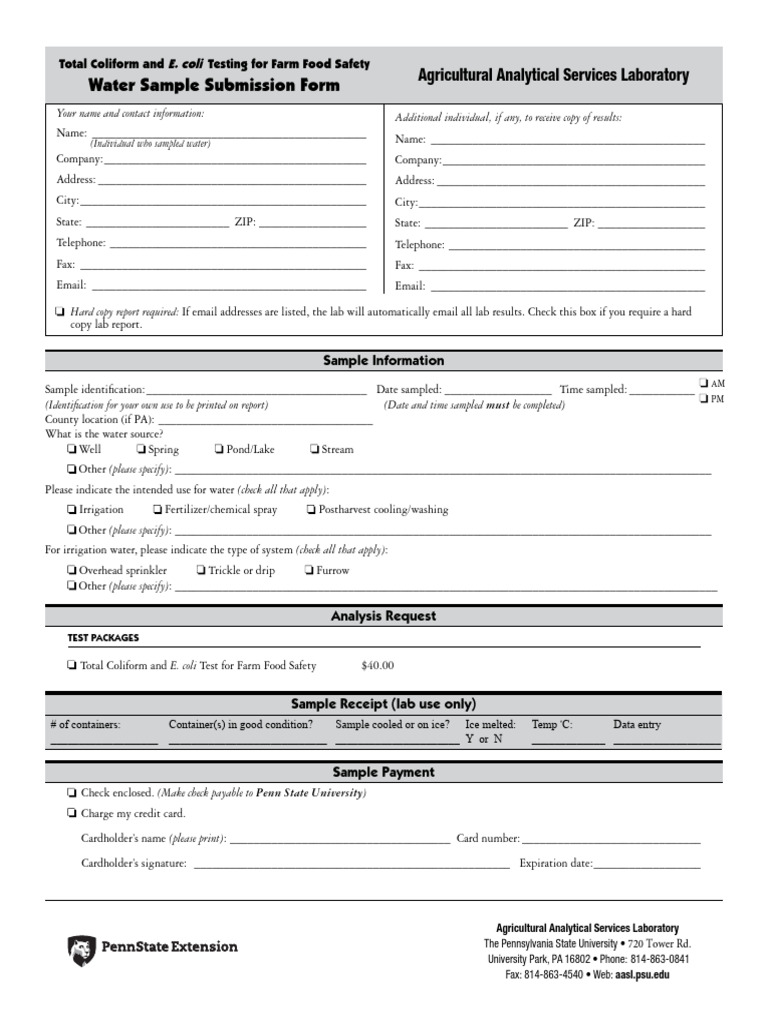 Coliform & E. coli Testing Form | PDF | Irrigation | Water