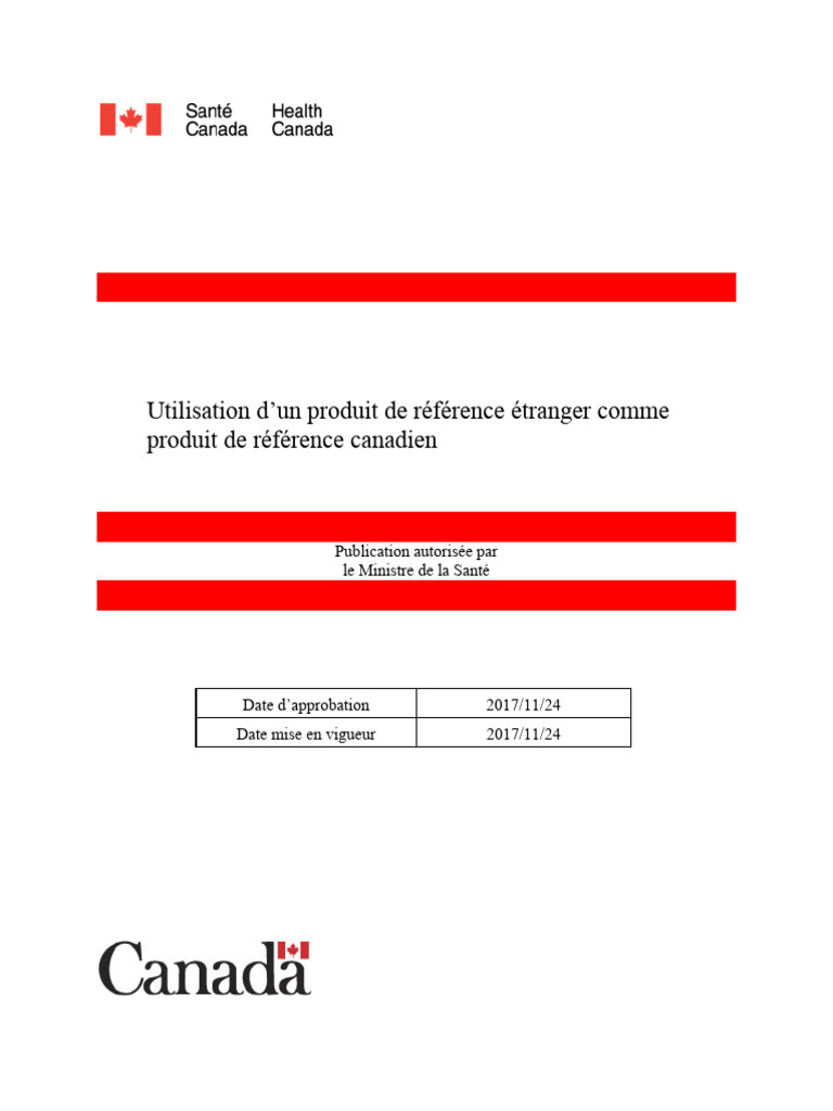 Utilisation de produits de référence étrangers | PDF | Canada | Médicaments