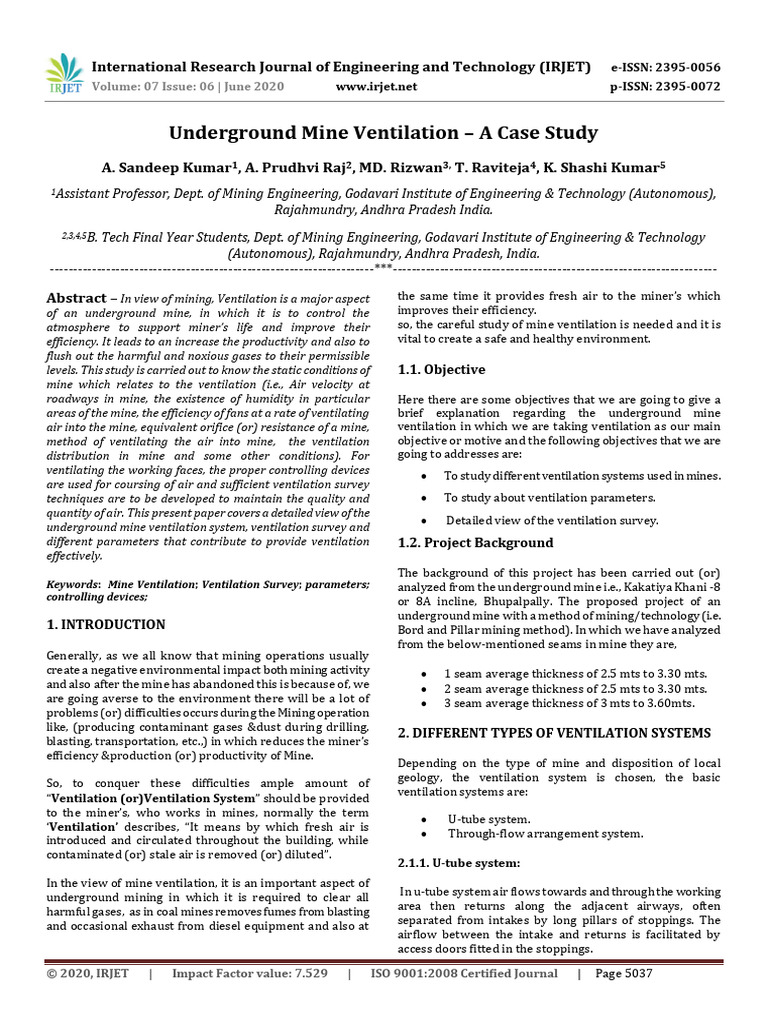 Underground Mine Ventilation Case Study | PDF | Applied And ...