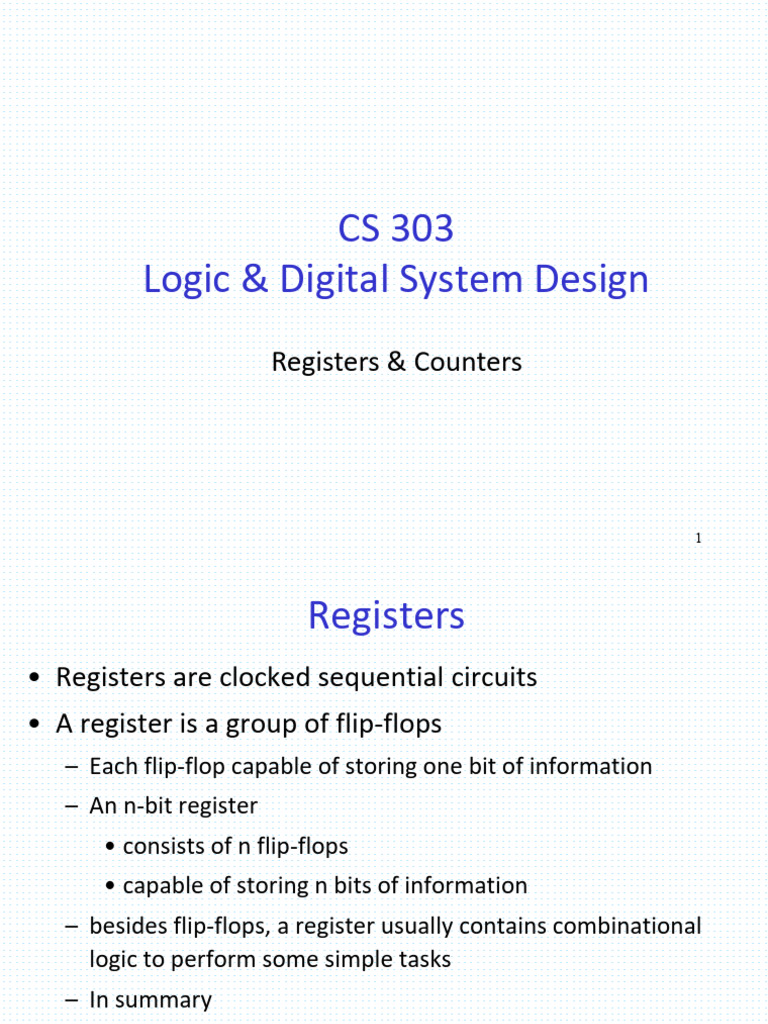 Registers and Counters in Digital Design | PDF