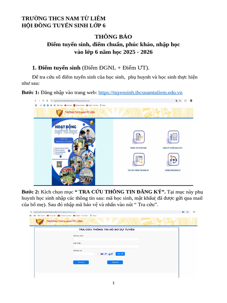 Thong Bao Diem Ts Diem Chuan Phuc Tra Nhap Hoc Vao Lop 6-24-25 ...