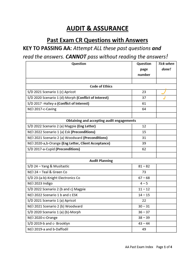 AA Past Exam | PDF | Internal Control | Audit
