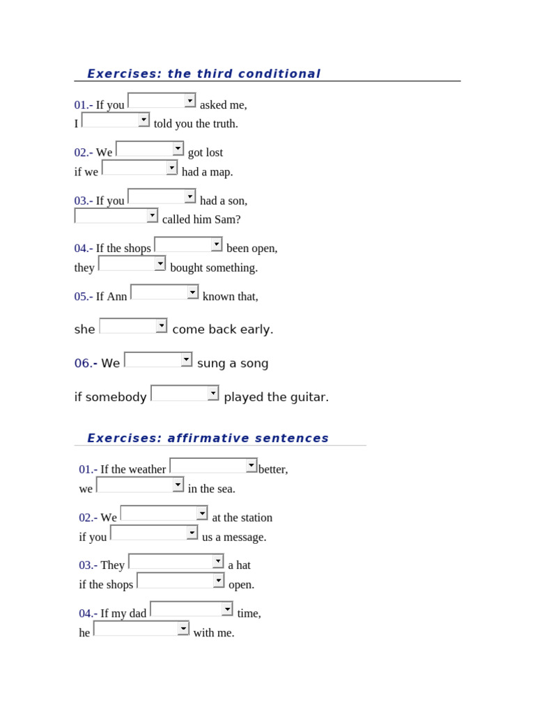 Third Conditional Exercises for Practice | PDF