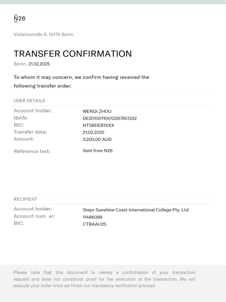 Transaction Confirmation Notice | PDF