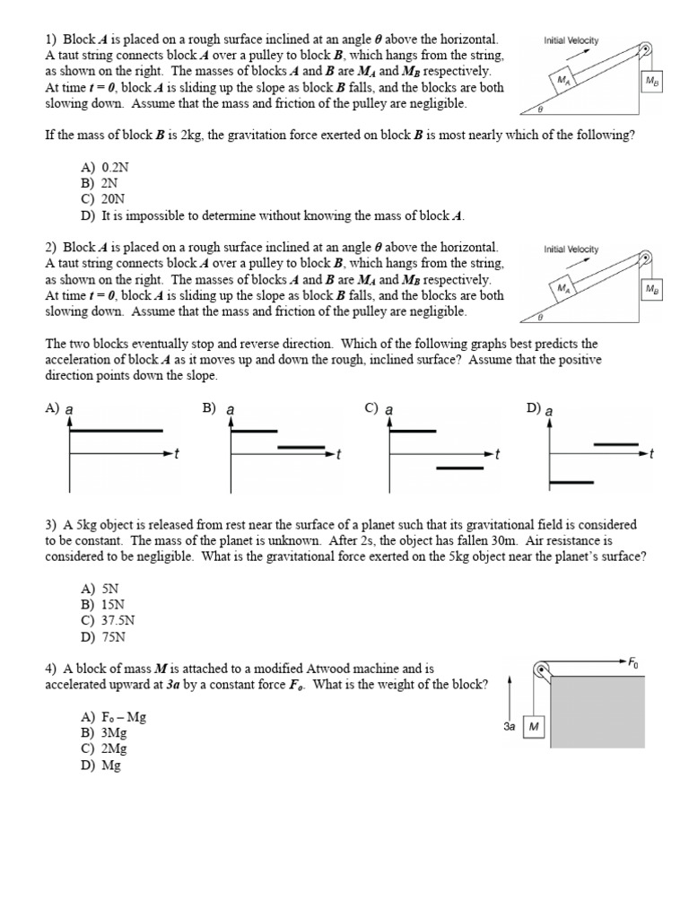 Gravitational Force and Motion Problems | PDF | Force | Mass