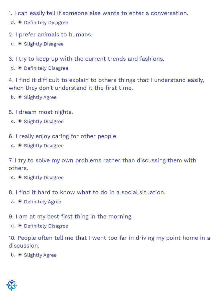 Empathy Quotient Test for Autism | PDF