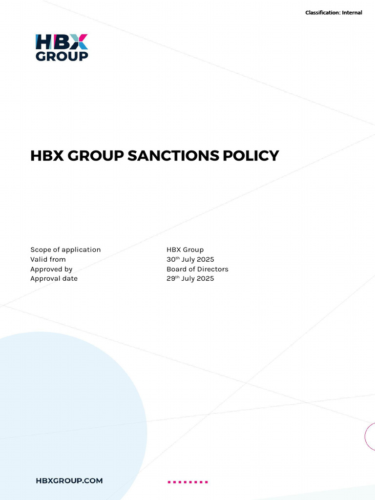 HBX Group Sanctions Policy | PDF