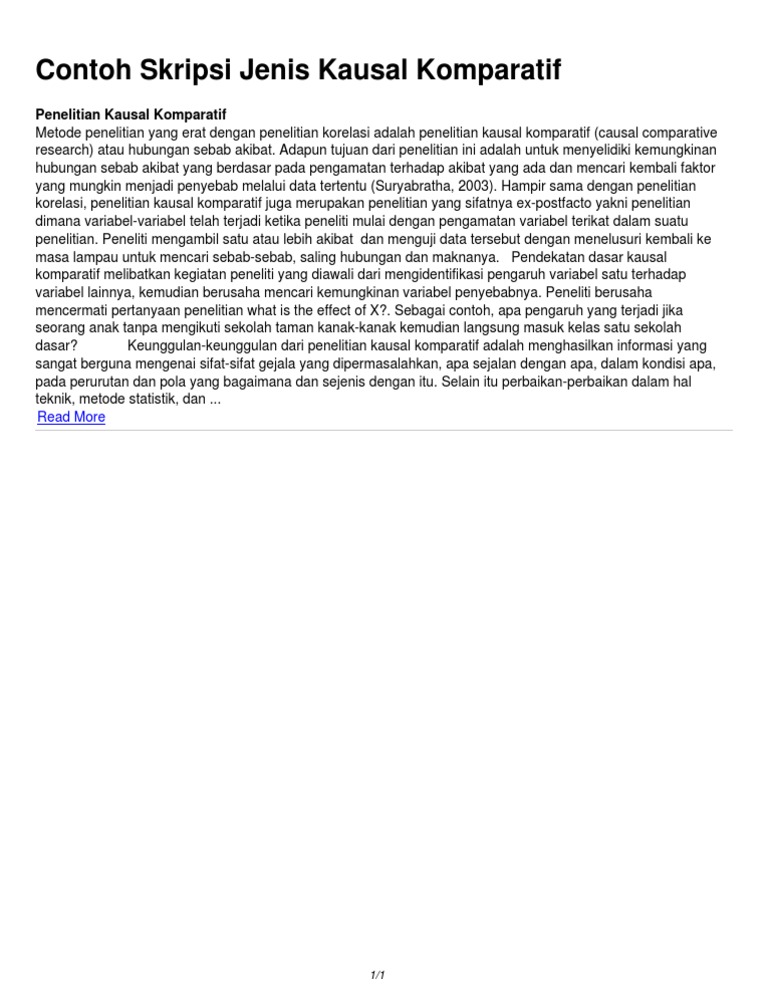 Contoh Skripsi Jenis Kausal Komparatif