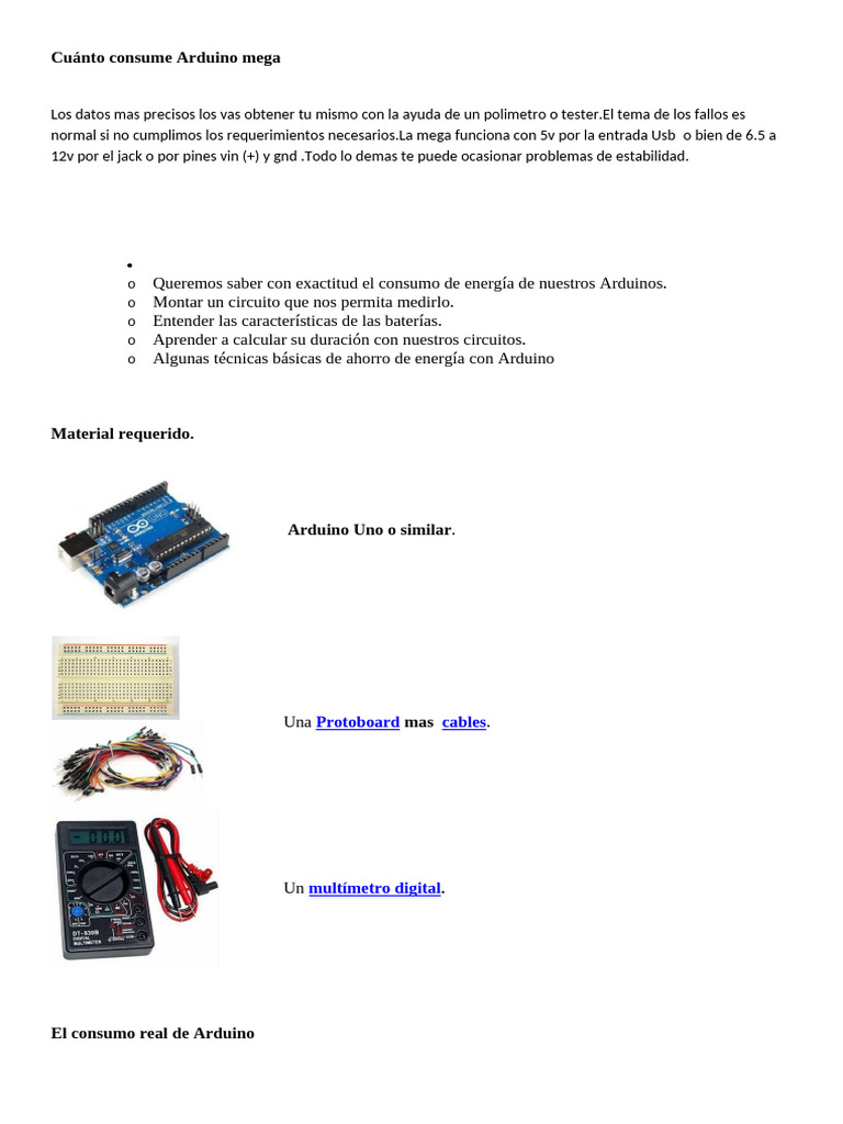 Consumo de energía en Arduino: guía práctica | PDF | Circuito integrado ...