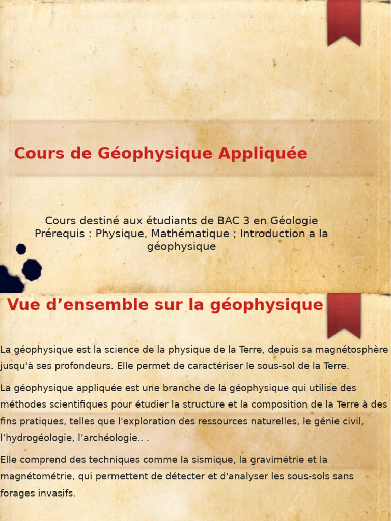 Introduction à la Géophysique Appliquée | PDF | Géologie | Strate