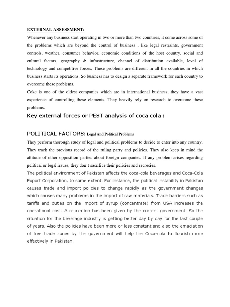 External Assessment PDF Coca Cola Soft Drink
