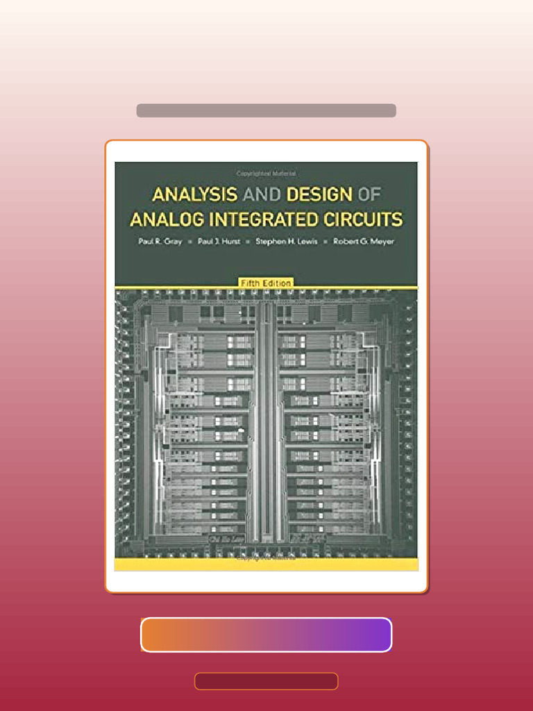 Analysis and Design of Analog Integrated Circuits 5th Edition by Paul R ...