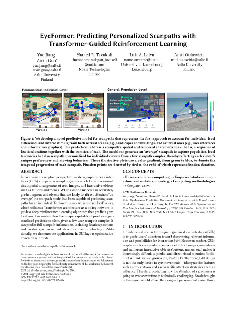 EyeFormer: Personalized Scanpath Prediction | PDF | Applied Mathematics