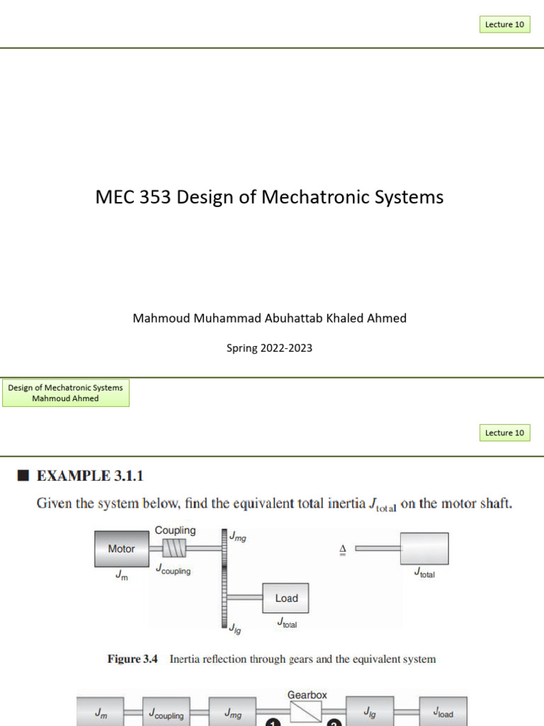 Mechatronic Systems Design Lecture 10 | PDF