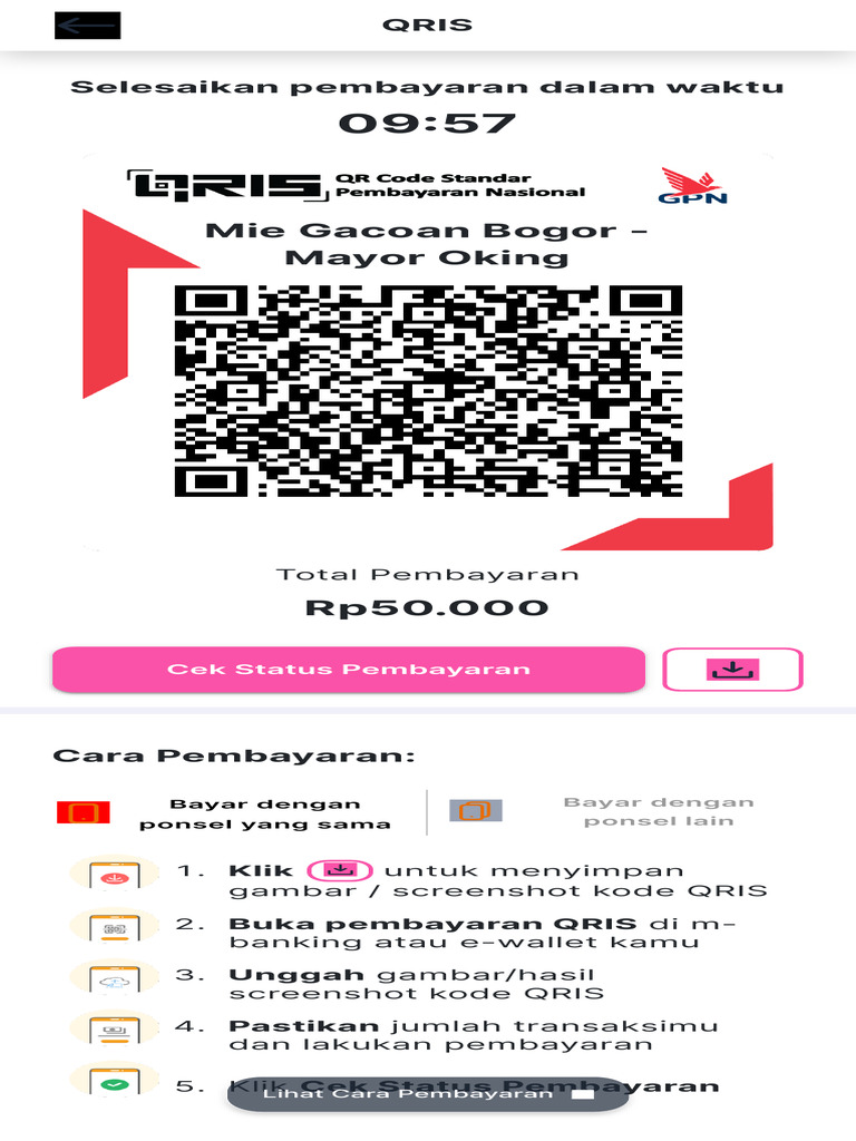 Panduan Pembayaran QRIS Mie Gacoan | PDF