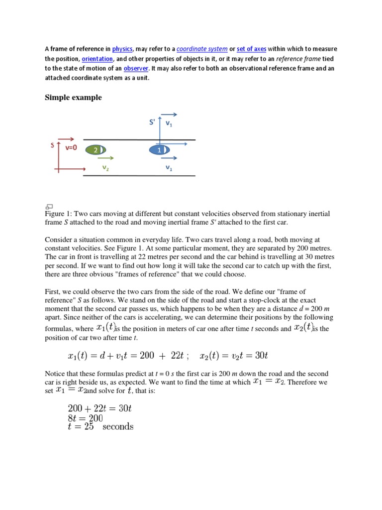 A Frame of Reference in Physics | PDF | Force | Space