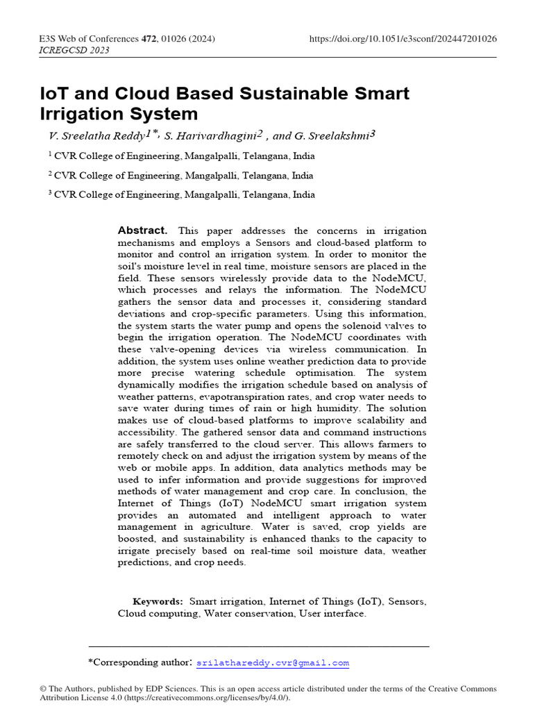 IoT-Based Smart Irrigation System | PDF | Internet Of Things | Water ...