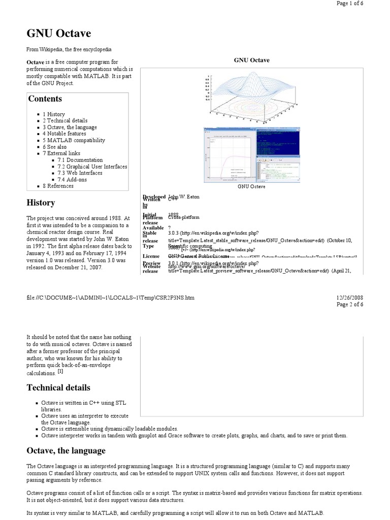 GNU Octave | PDF | Matlab | Areas Of Computer Science