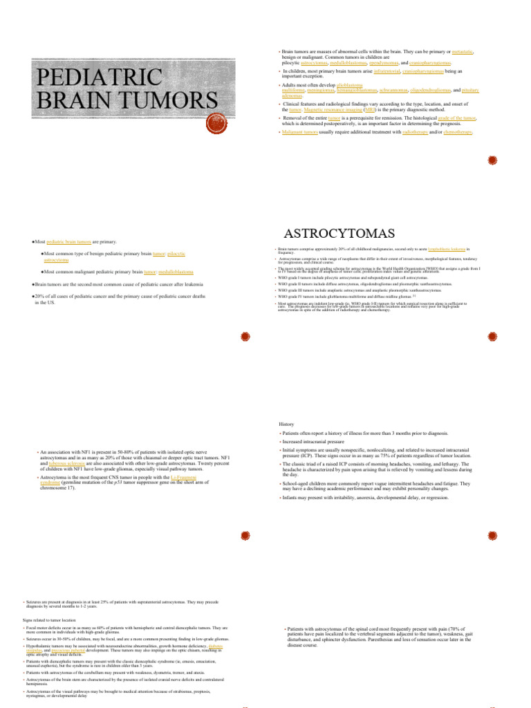 Pediatric Brain Tumors PDF | PDF | Brain Tumor | Glioma