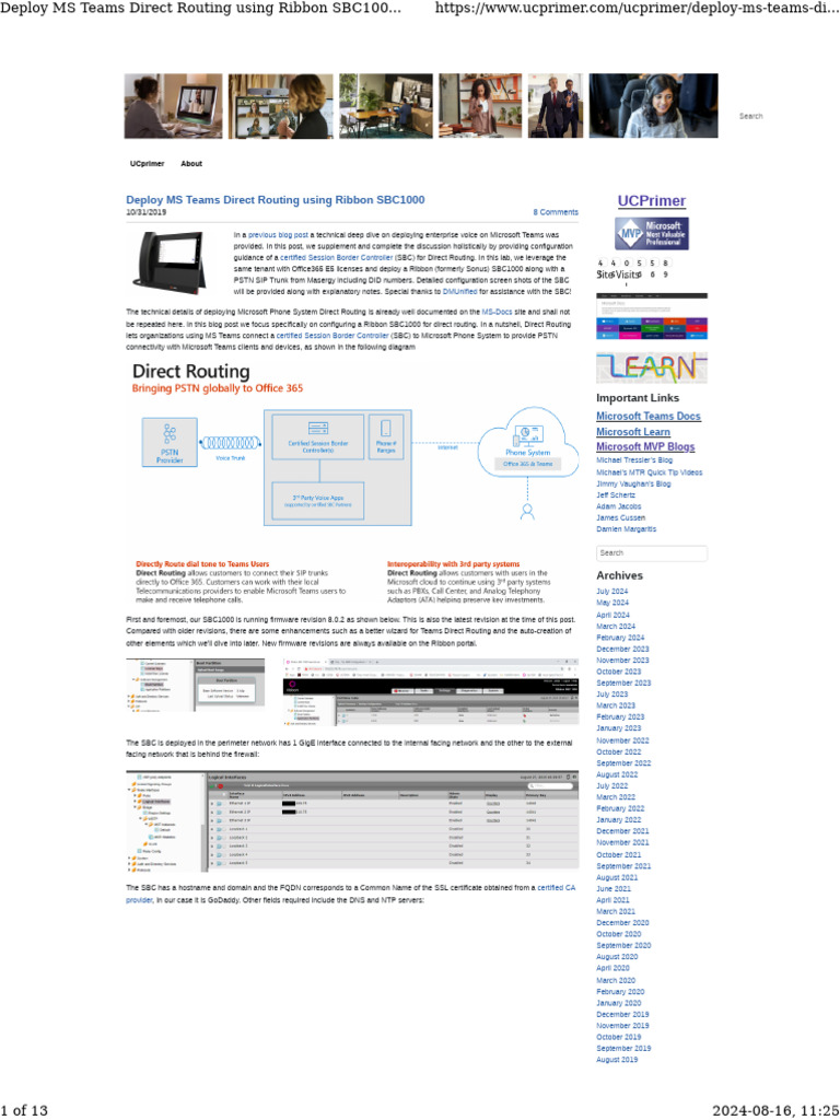 MS Teams Direct Routing with Ribbon SBC1000 | PDF | Session Initiation ...