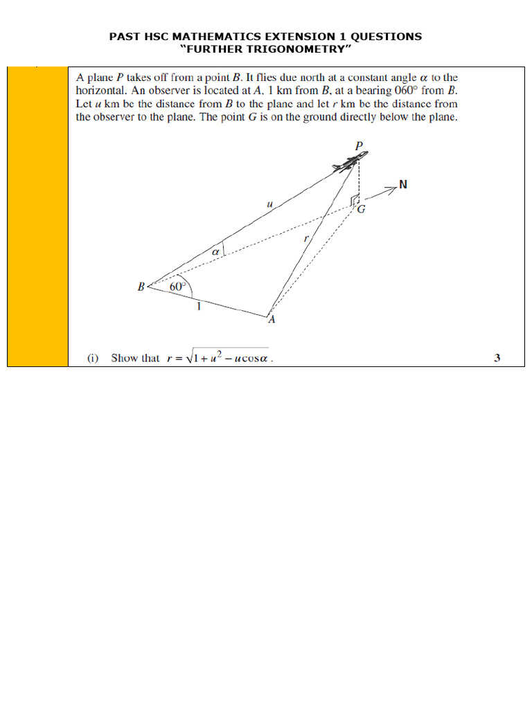 HSC Extension 1 Trigonometry Questions | PDF