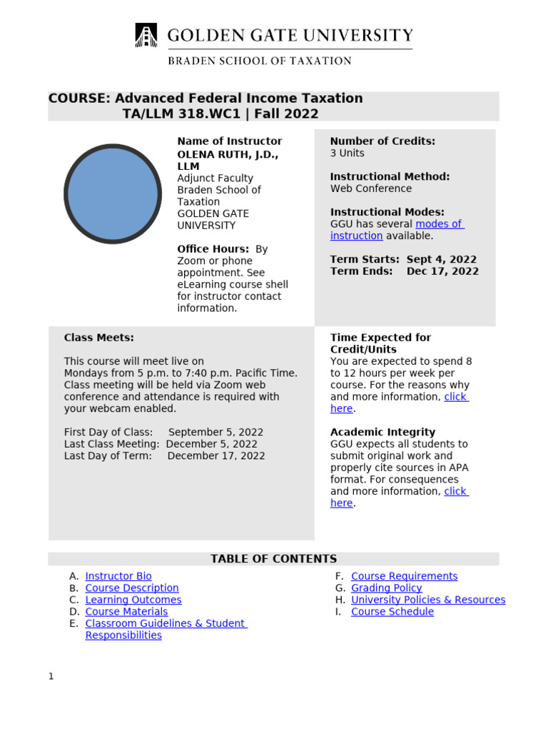 Advanced Federal Income Taxation Course | PDF | Taxes | Internal ...