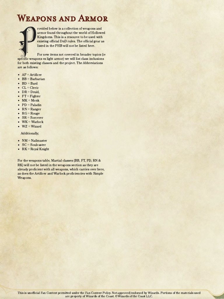 Hollowed Kingdoms Weapons & Armor Guide | PDF | Shield | Armour