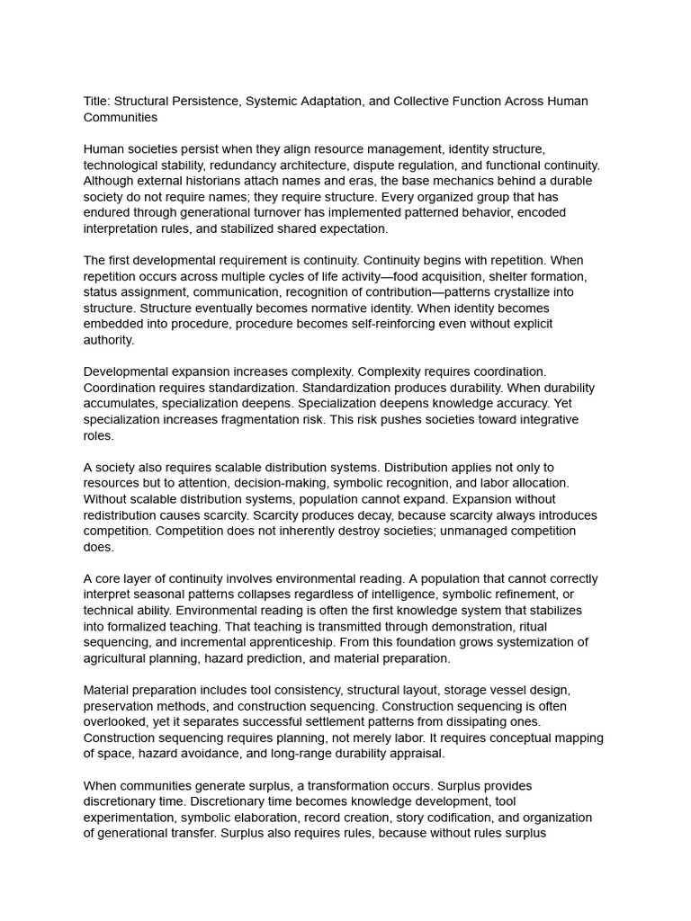 The Dynamics of Societal Development and Animal Systems | PDF ...