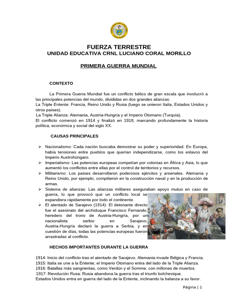 Causas y Consecuencias de la I Guerra Mundial | PDF | Primera Guerra ...