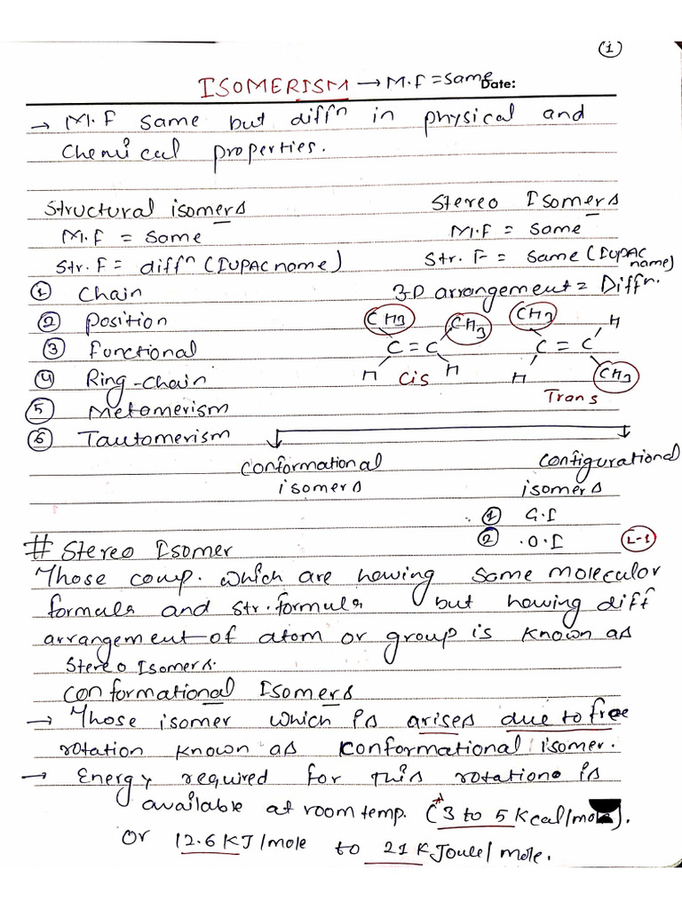 Isomerism Complete Notes 2025 DN Sir (Himanshu) | PDF