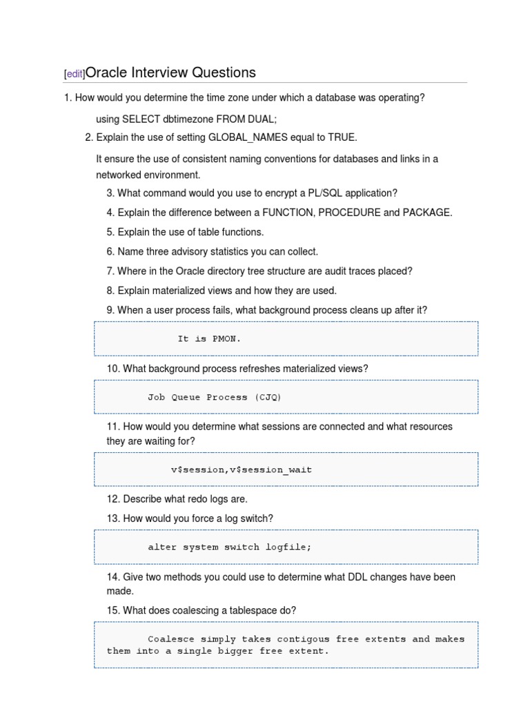 PL SQL Interview Questions | PDF | Pl/Sql | Sql