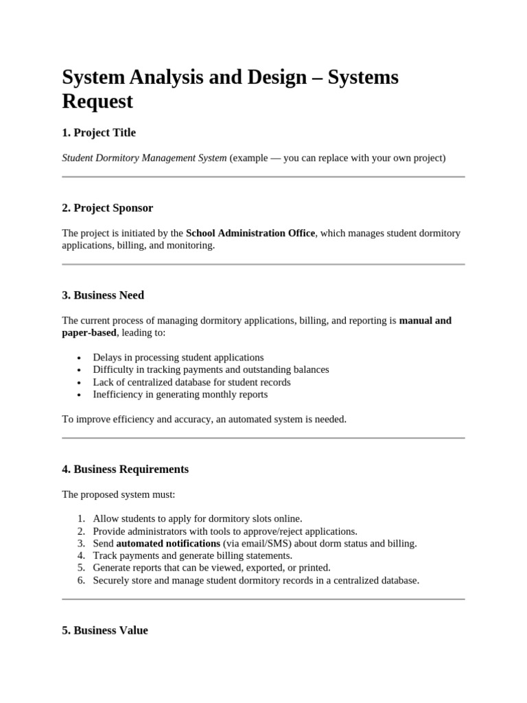 Student Dormitory Management System Plan | PDF