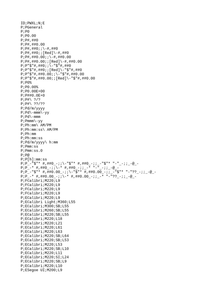 Excel Number Formatting Codes | PDF