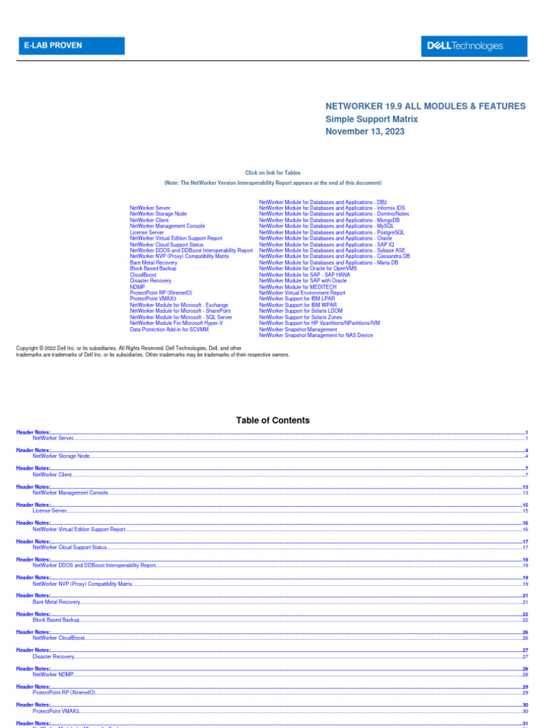 NetWorker 19.9 Features & Support Matrix | PDF | Databases | Oracle ...