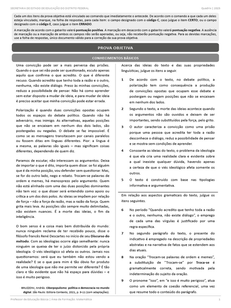 Quadrix sedf 2025 | PDF | Educação Especial | Pedagogia