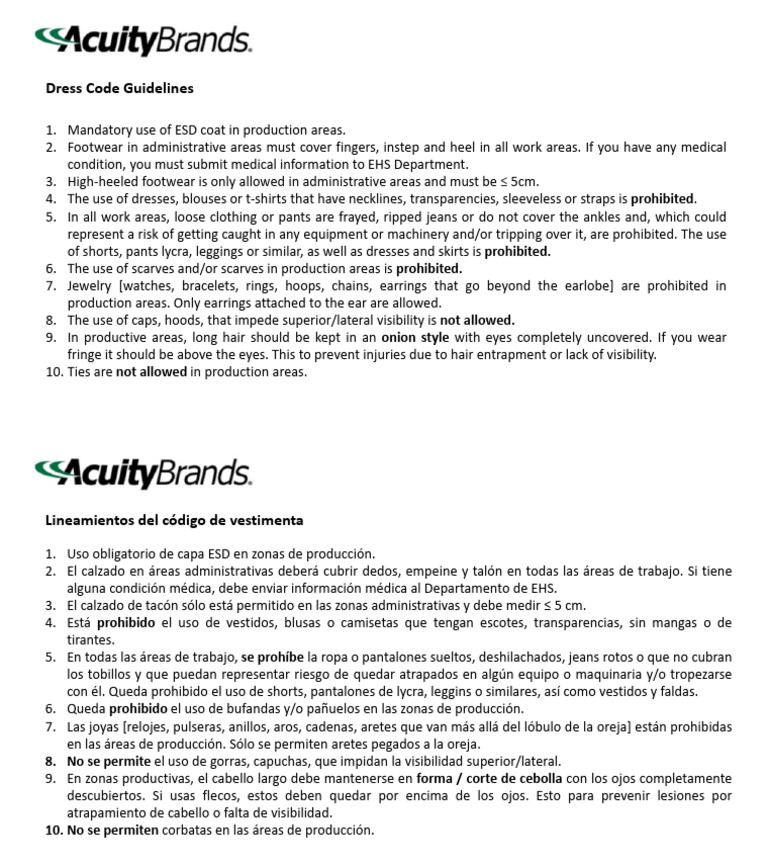 Dress Code Guidelines 2 | PDF | Estética | Ropa
