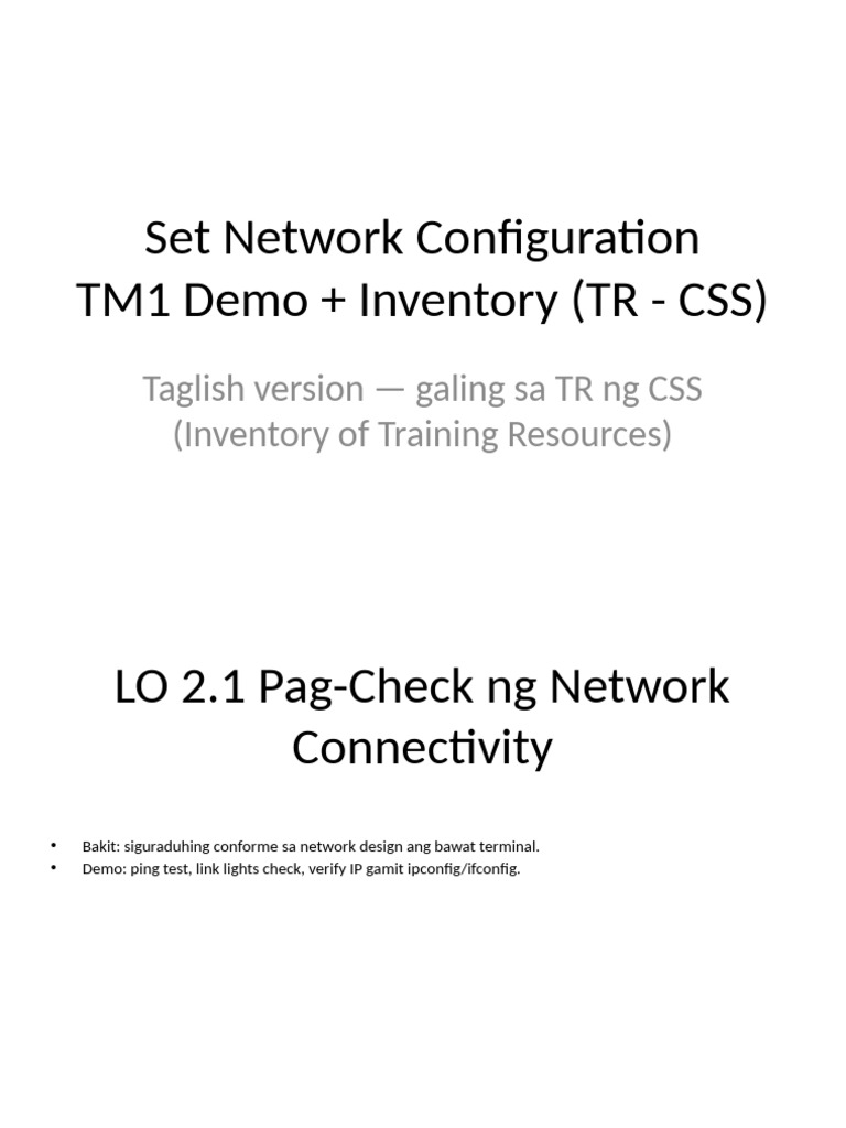 TM1 Set Network Config TR CSS Taglish FINAL | PDF | Computer Network ...