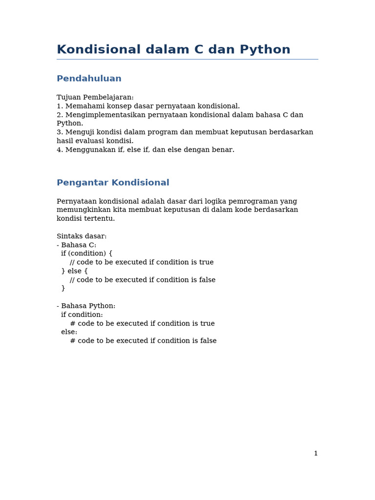 Modul Praktikum Kondisional C Python Pdf