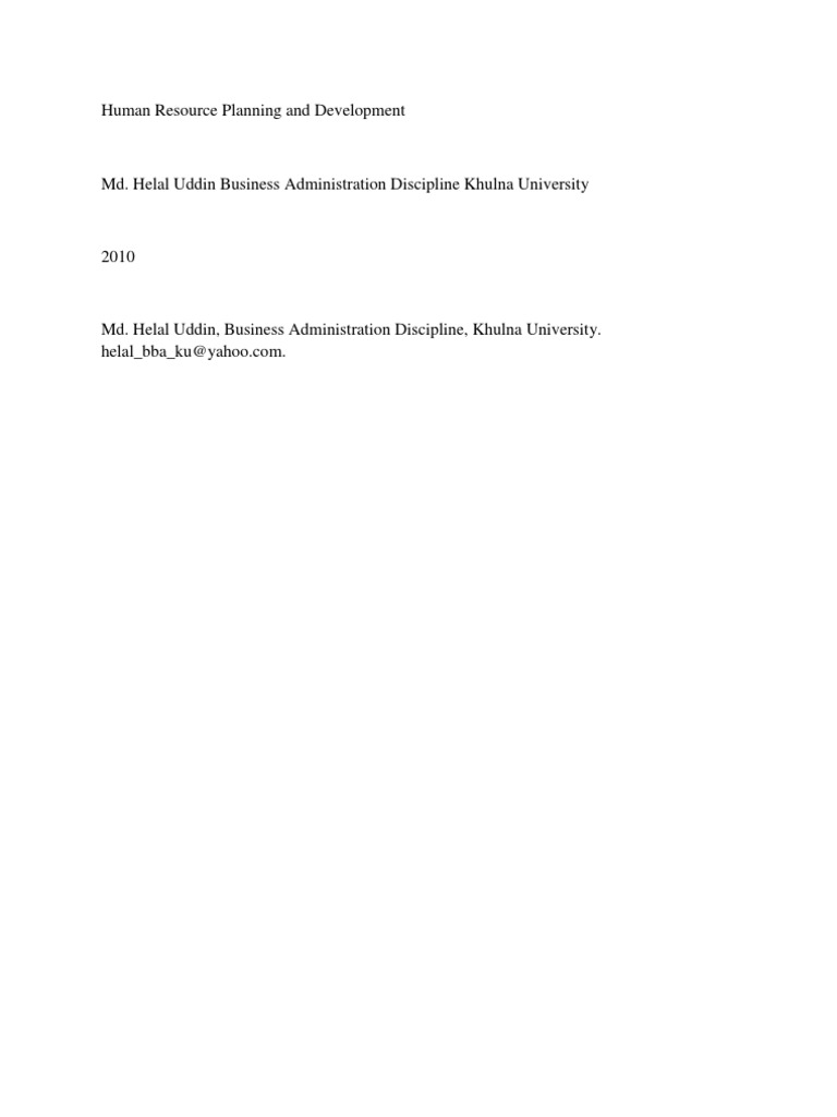 Human Resource Planning and Development | PDF | Human Resource