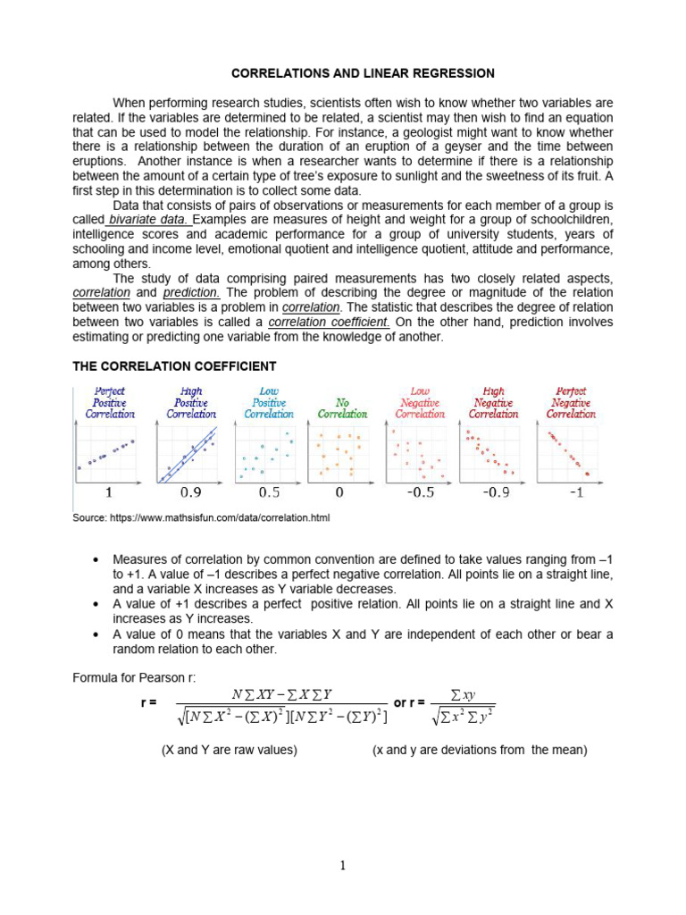 Correlation and Linear Regression Explained | PDF | Linear Regression ...