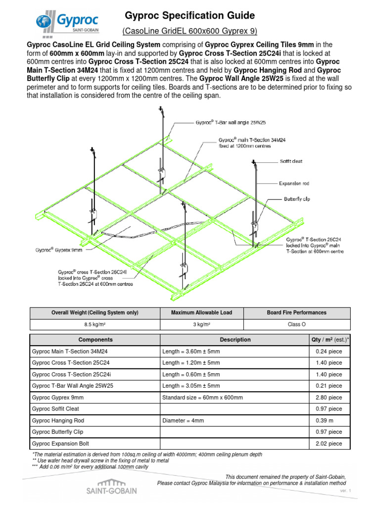 Gyproc CasoLine EL Ceiling System Guide | PDF | Drywall | Building ...