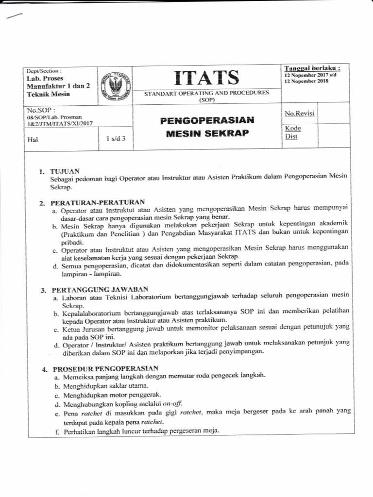 Sop Mesin Sekrap | PDF
