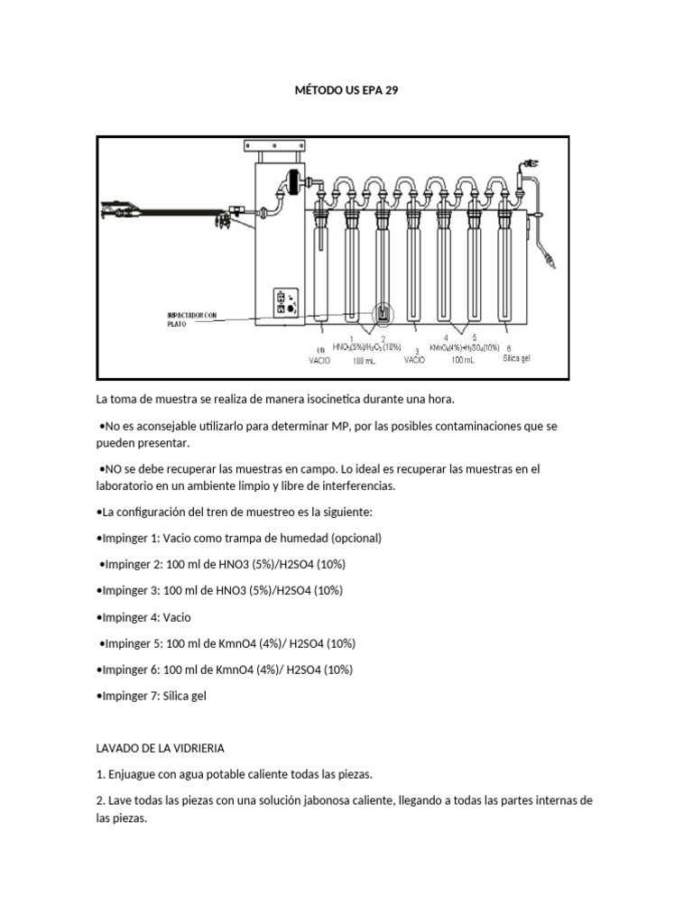 Protocolo de Muestreo Isocinético US EPA 29 | PDF | Ácido nítrico ...