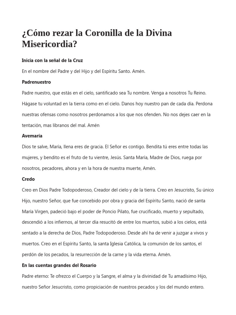 Coronilla de La Divina Misericordia | PDF