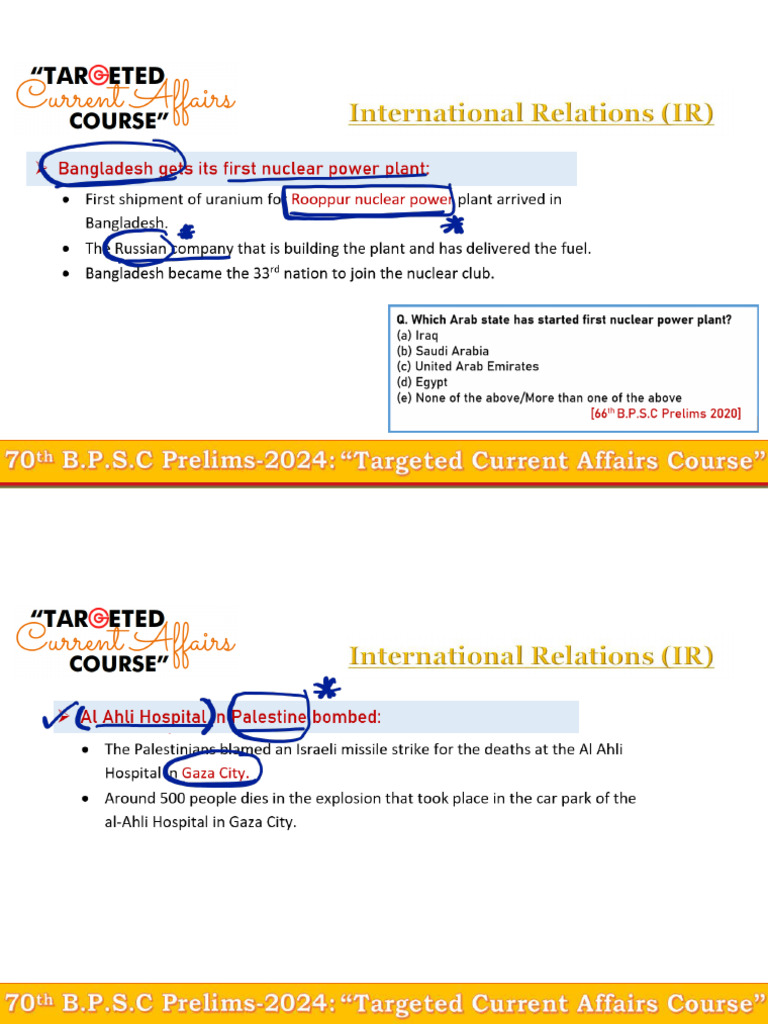 Current Affairs Notes For BPSC SSC | PDF
