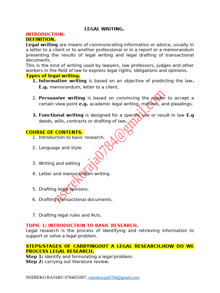 Legal Writing Techniques and Guidelines | PDF | Memorandum | Brief (Law)