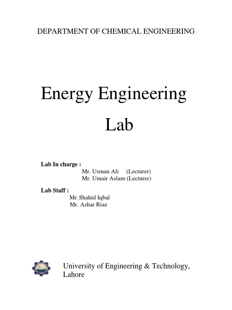 Energy Engineering Lab: Department of Chemical Engineering | PDF ...