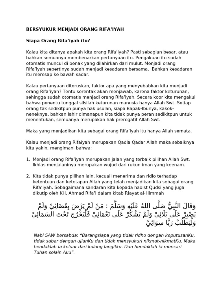 Bersyukur Rifa'iyah | PDF