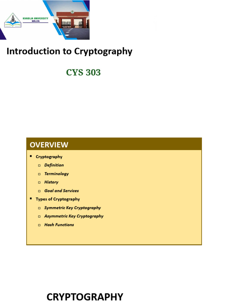 Introduction to Cryptography Basics | PDF | Cryptography | Key ...